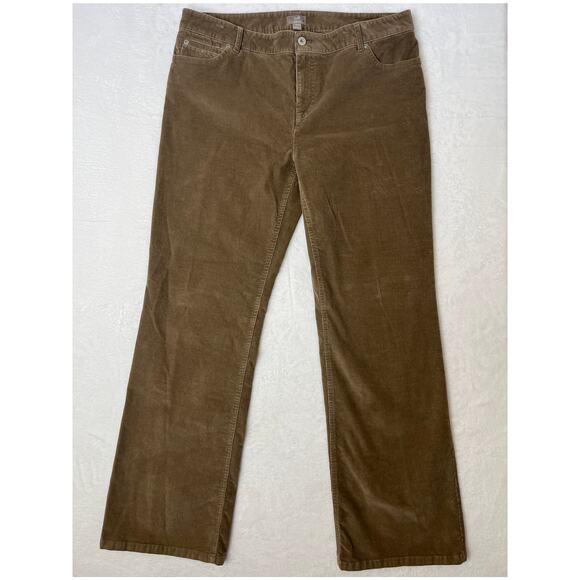 J. Jill Brown Bootcut Stretch Corduroys sz 14 Fall Academia 70s Groovy Flare - Picture 1 of 8